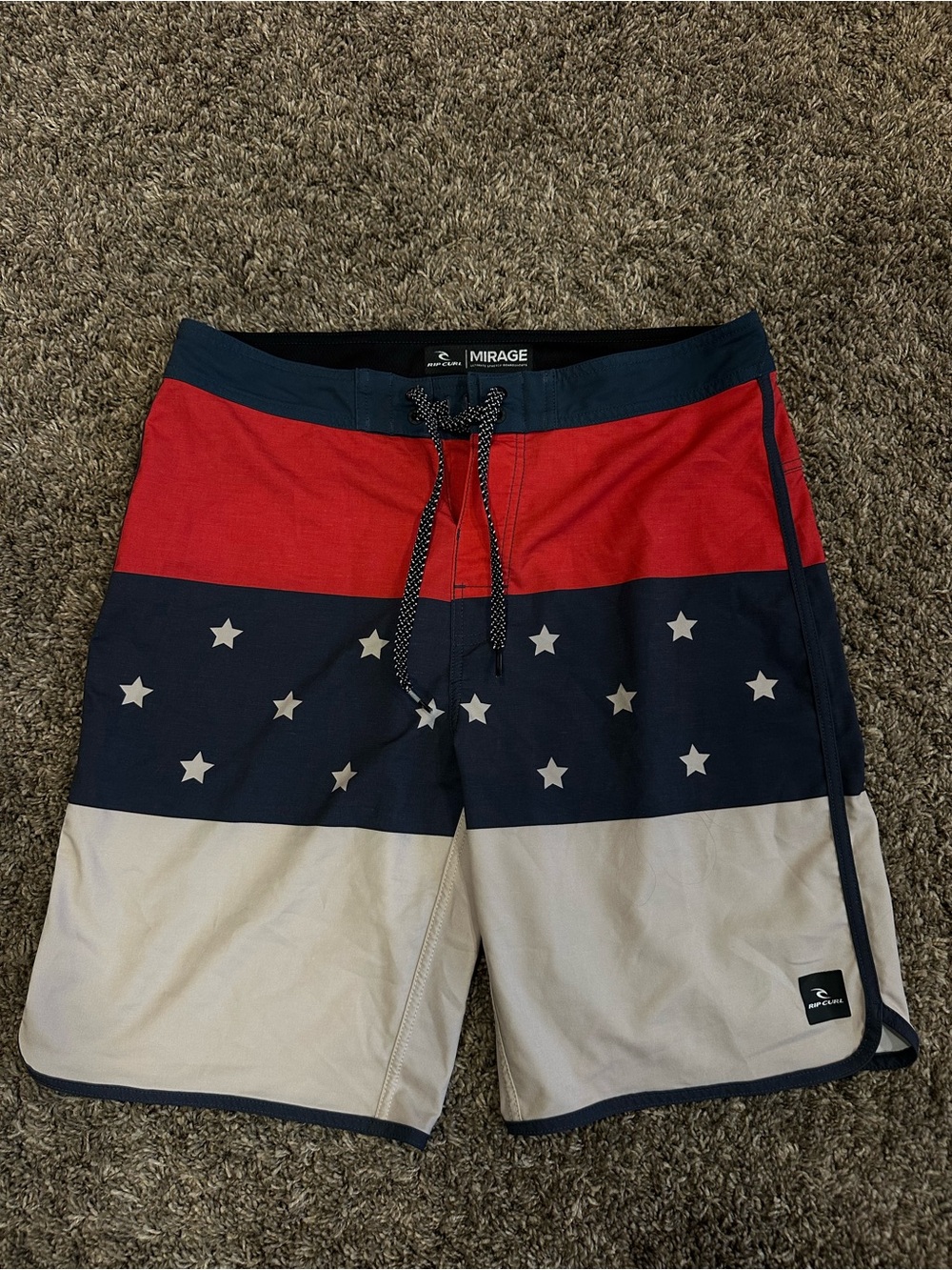 Rip Curl Men’s Red Navy White Star Block Swim Trunks